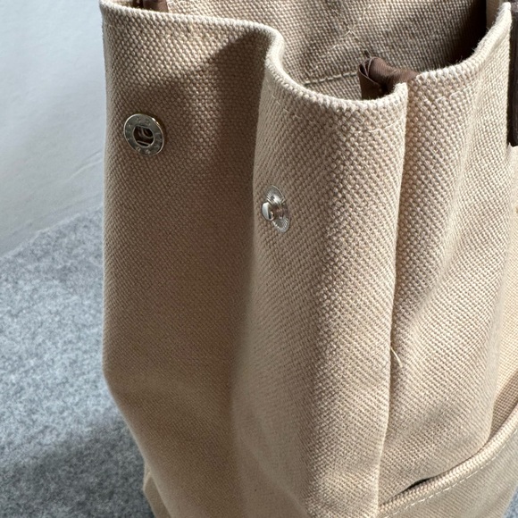 Restoration Hardware Large Heavy Duty Canvas Tote Bag with Leather Handles - Picture 5 of 16